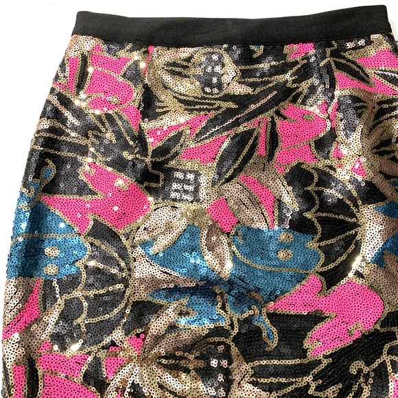 WOW Couture Sequin Front Mini Skirt Fuchsia Multi - Picture 5 of 6
